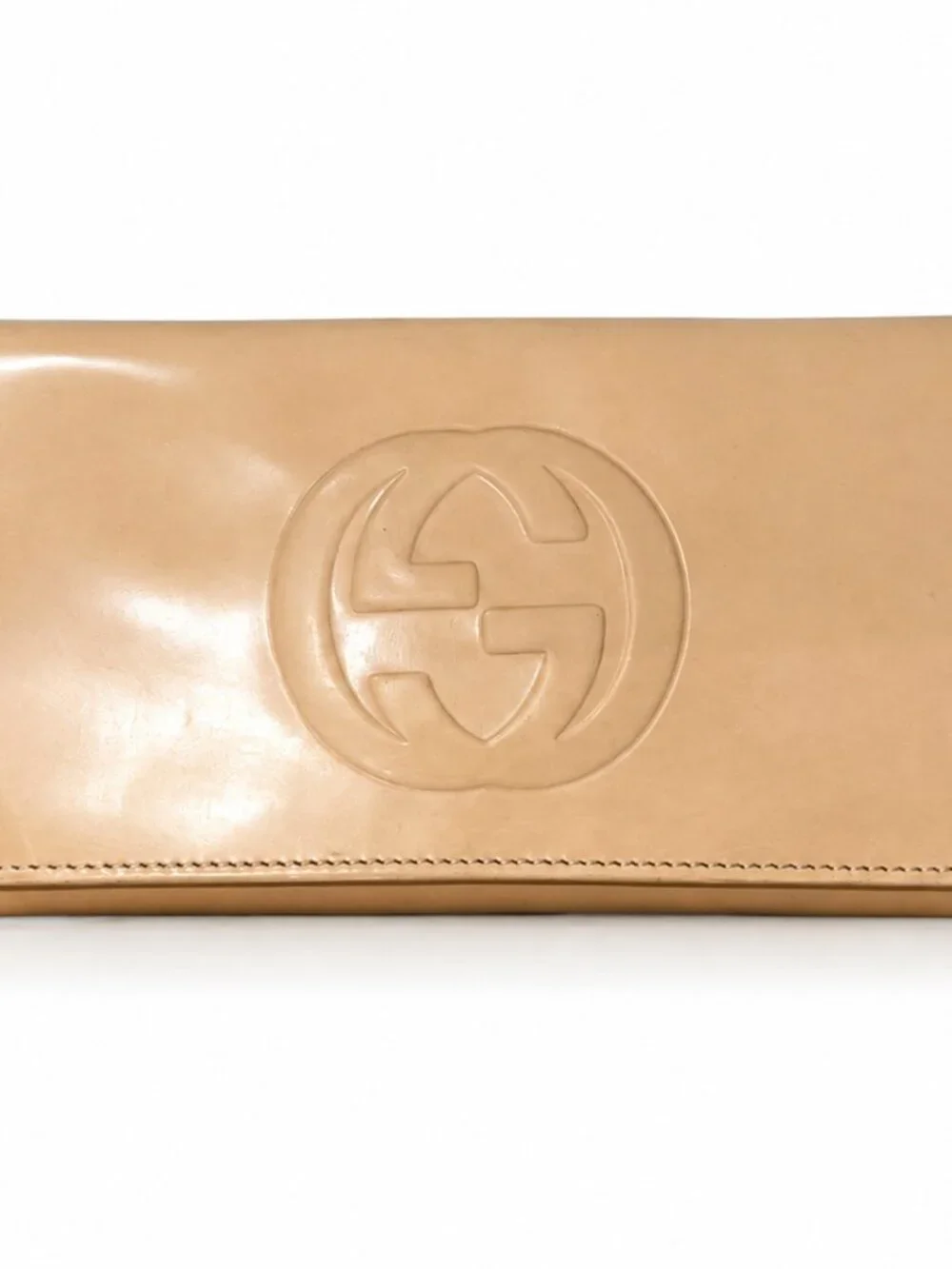 Gucci Beige Patent Leather Continental Wallet